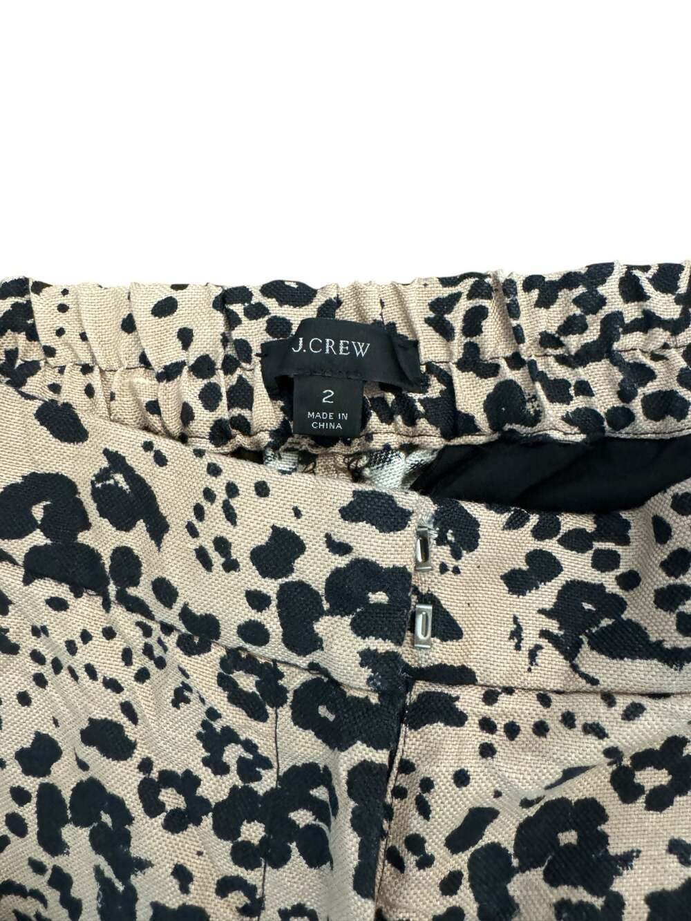 J.Crew Peyton High-Rise Leopard Print Linen-Lyocell Blend Wide-Leg Cropped Pants - Picture 8 of 10